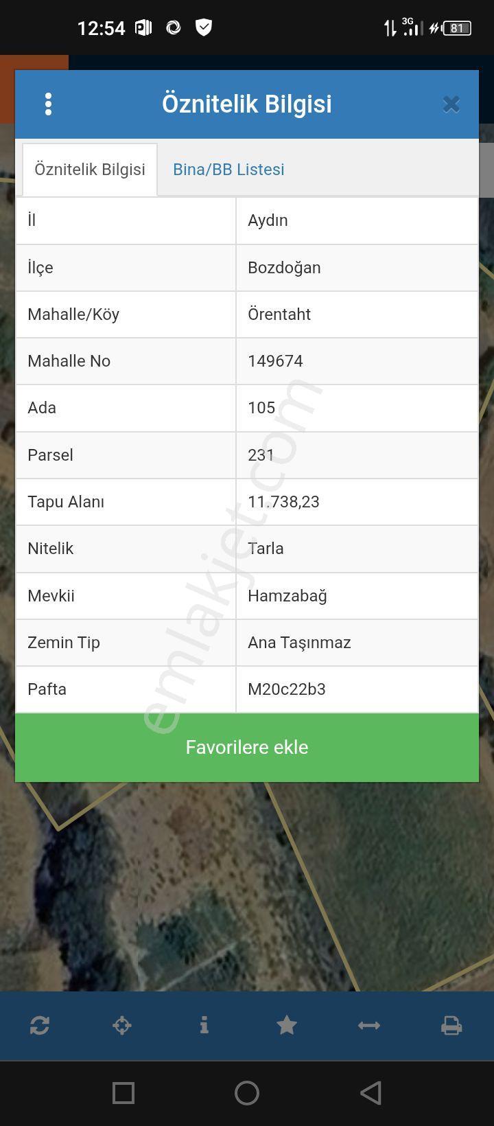 Aydın Bozdoğan'da Satılık Tarla
