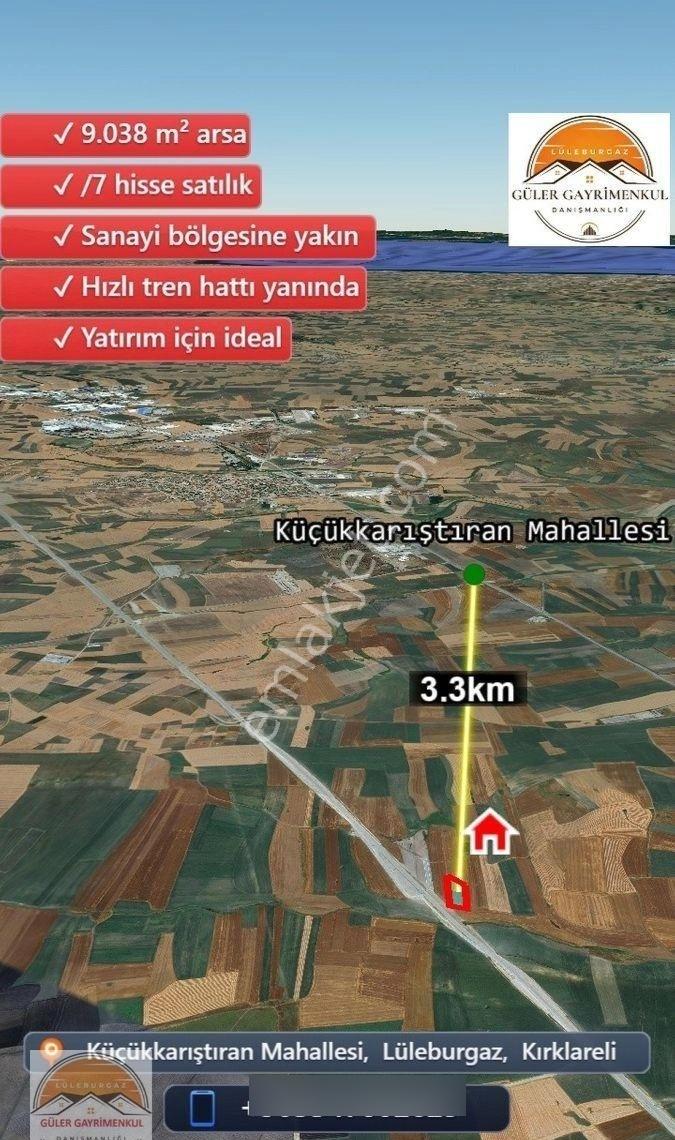 Lüleburgaz Küçükkarıştıran Satılık Tarla Hisse