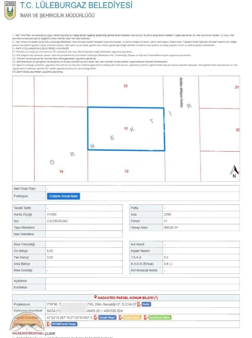 Lüleburgaz Zafer Mahallesi’nde 988 M² Arsa | Güler Emlak - Görsel 2