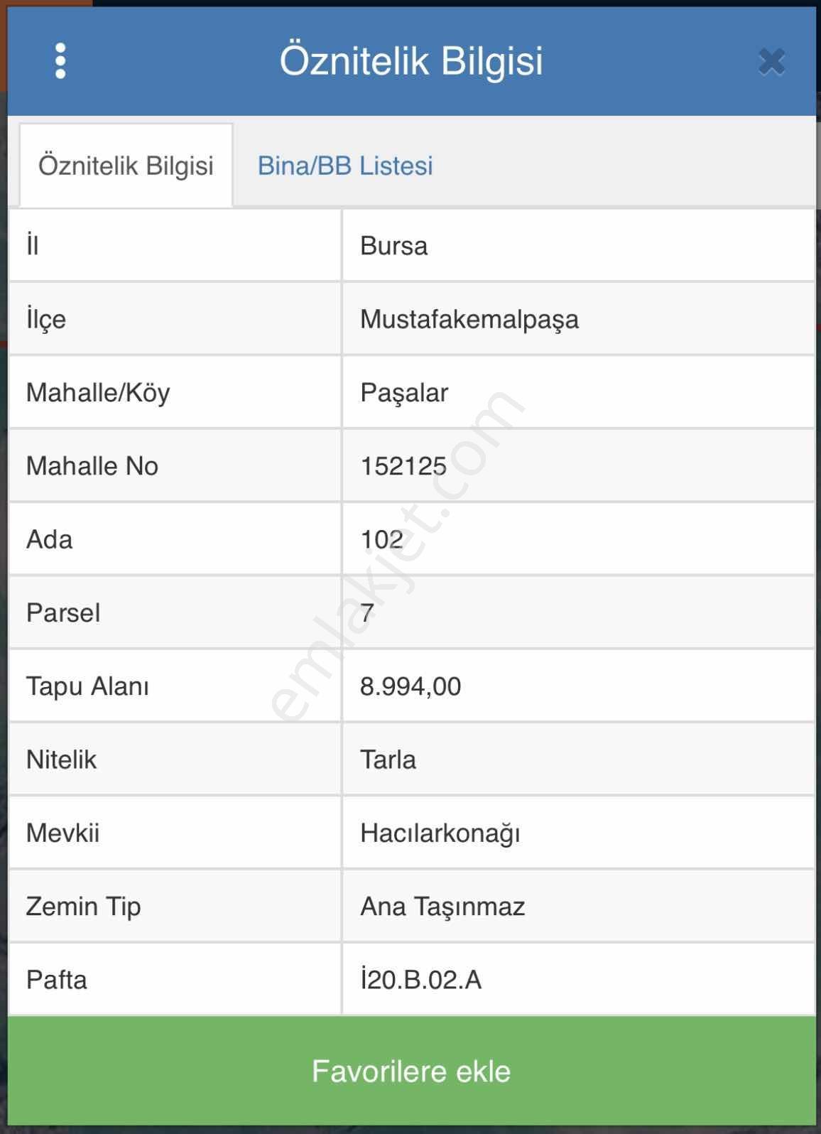 Bursa M.kemalpaşa Paşalarda Satılık Tarla