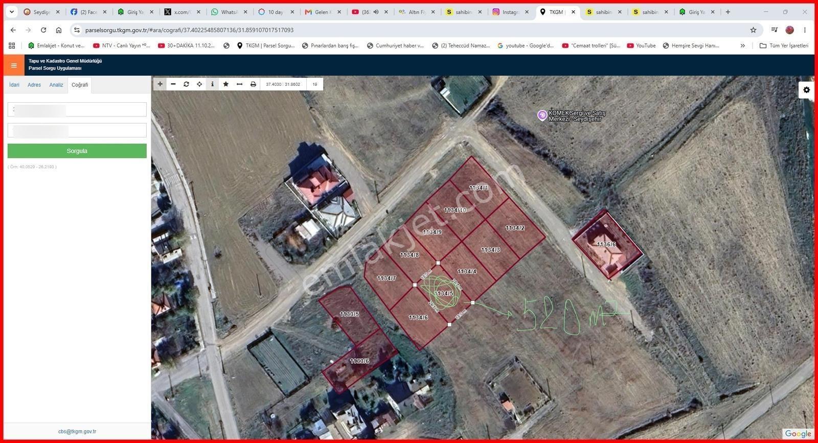 Özpınar,dan Halise Güney İlkokulu Altı 520 M2 3 Kat İmarlı Arsa