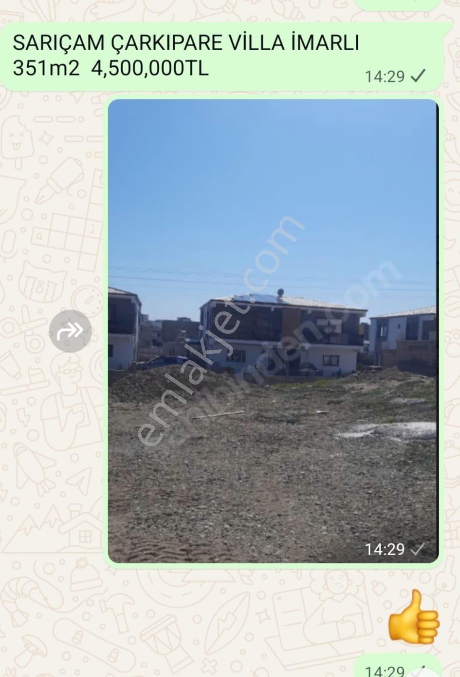 Sarıçam *çarkıpare* Villa İmarlı 351m2 Düz Arsa 4,100,000tl Pazarlıksız Ve * Çınarlı*daki Arsalar - Görsel 3
