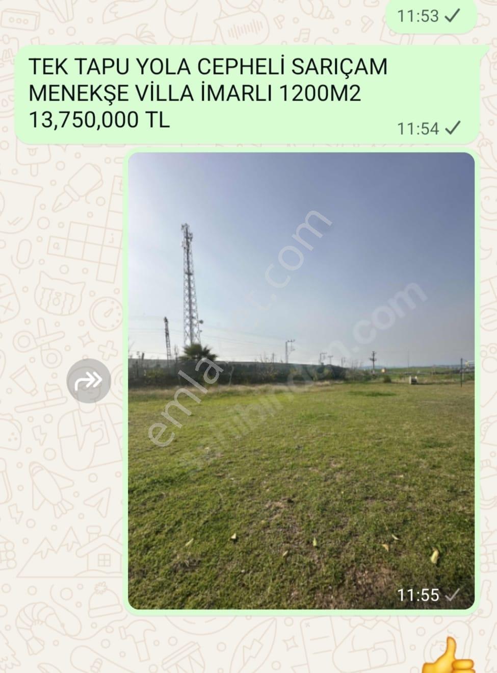 Sarıçam *çarkıpare* Villa İmarlı 351m2 Düz Arsa 4,100,000tl Pazarlıksız Ve * Çınarlı*daki Arsalar - Görsel 2