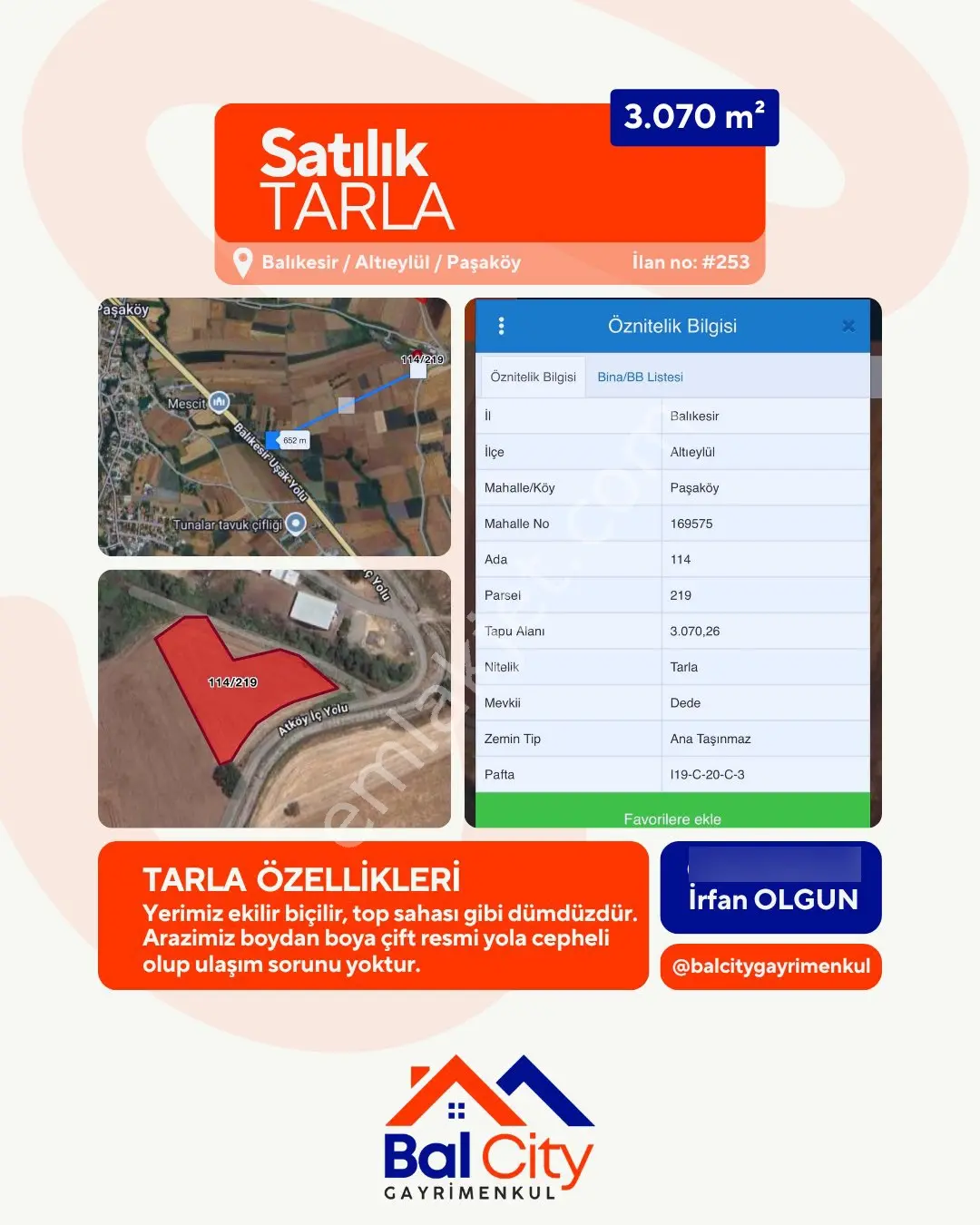 Balcity - Altıeylül Paşaköy Nah. Tek Tapu Fırsat 3.070 M2 Bahçe
