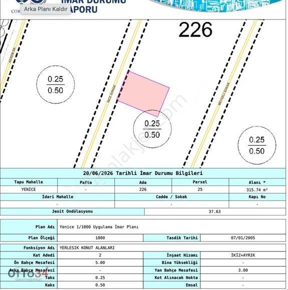 Çorlu Yenice'de Villa İmarlı Satılık Arsa 316m² 2.kat İmarlı - Görsel 6