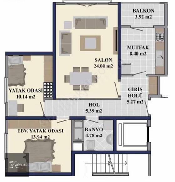 Gebze Emlak Konut 2-5784 Ada 2+1 "kiracılı" Satılık