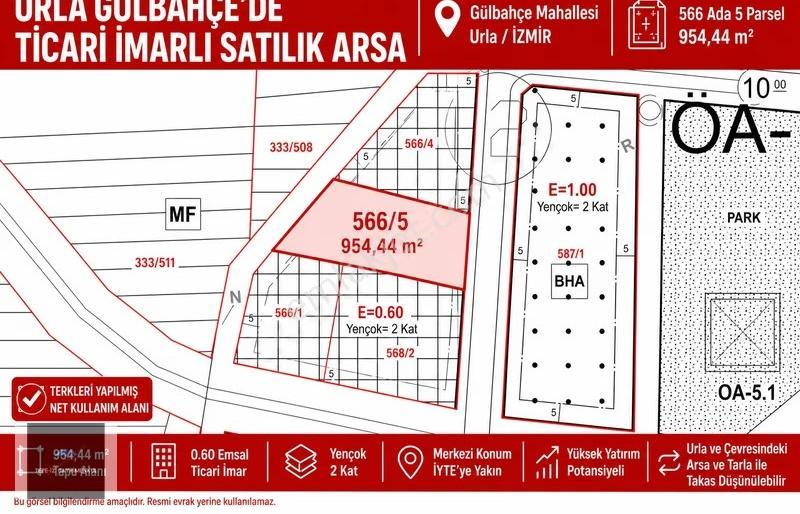 Urla Gülbahçe'de 0.60 Emsalli Ticari İmarlı 954 M² Fırsat Arsa - Görsel 6