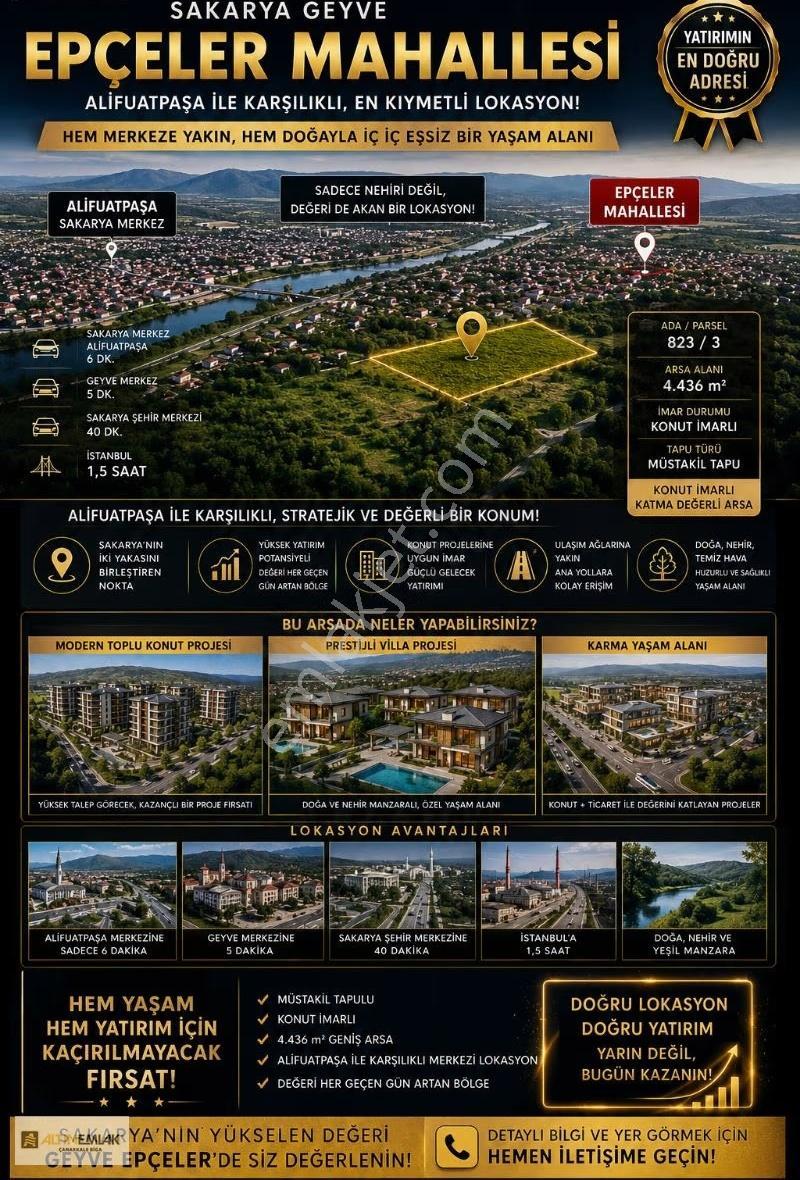Sakarya Geyve Epçelerde Yola Cephe 4436m² Konut İmarlı Arsa - Görsel 5
