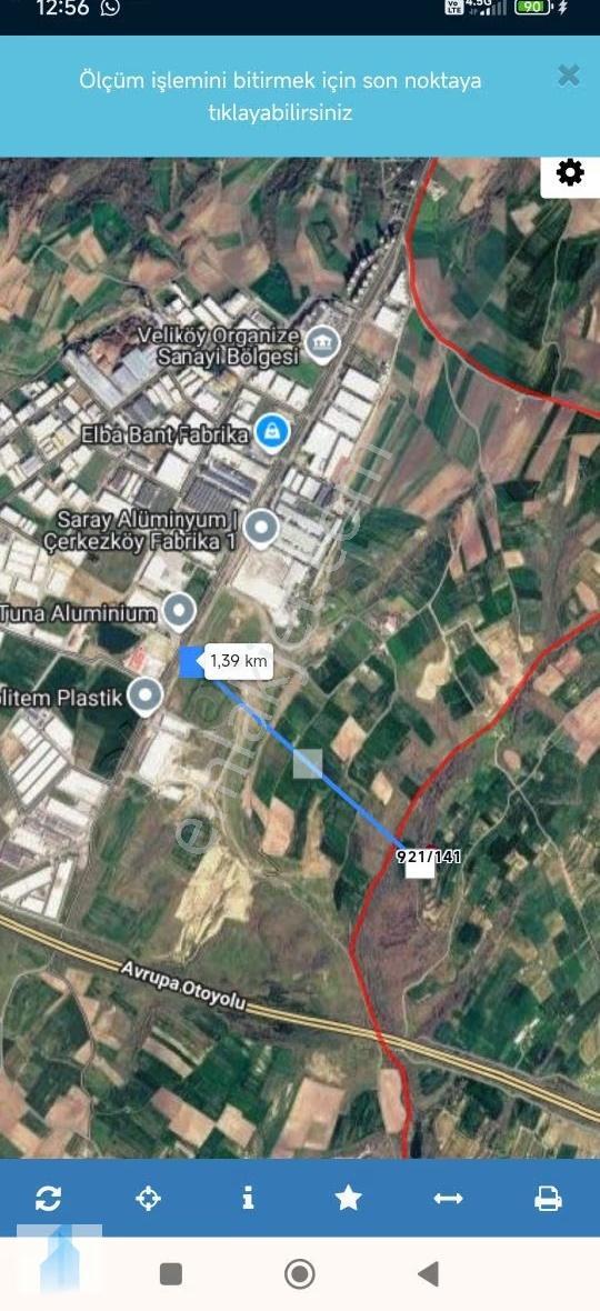 Çerkezköy Kızılpınar Da Satılık 3900 M2 Harika Konum Da Arsa