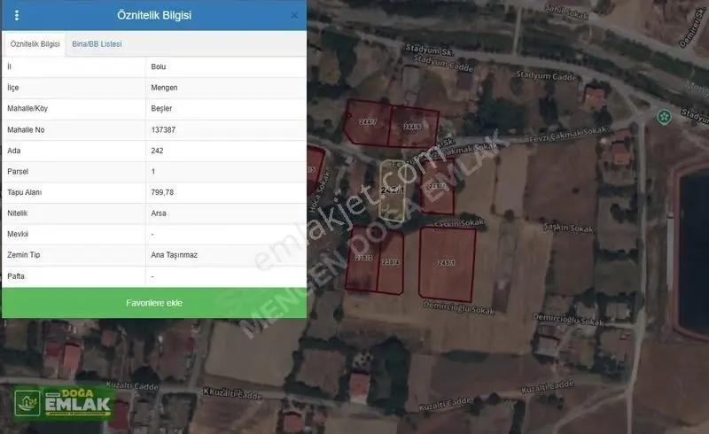 Mengen Beşler'de 800m² Kupon İmarlı Arsa - 4 Tarafı Yola Cepheli - Görsel 2