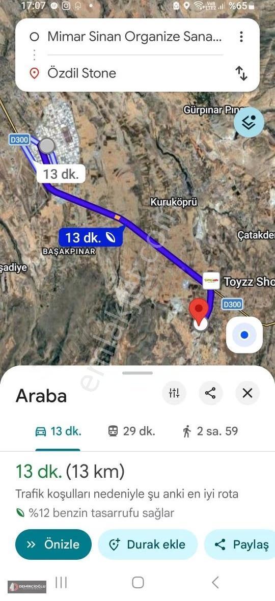 Talas Mengücek Mahallesinde Kadastro Yoluna Cephe Parsel - Görsel 2