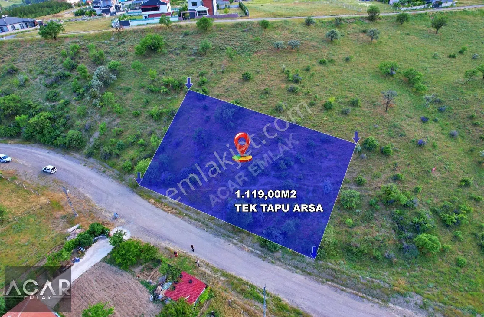 **acaremlak**bağlar Mevkinde 1,119m2 Tek Tapu Villa Arsası !!