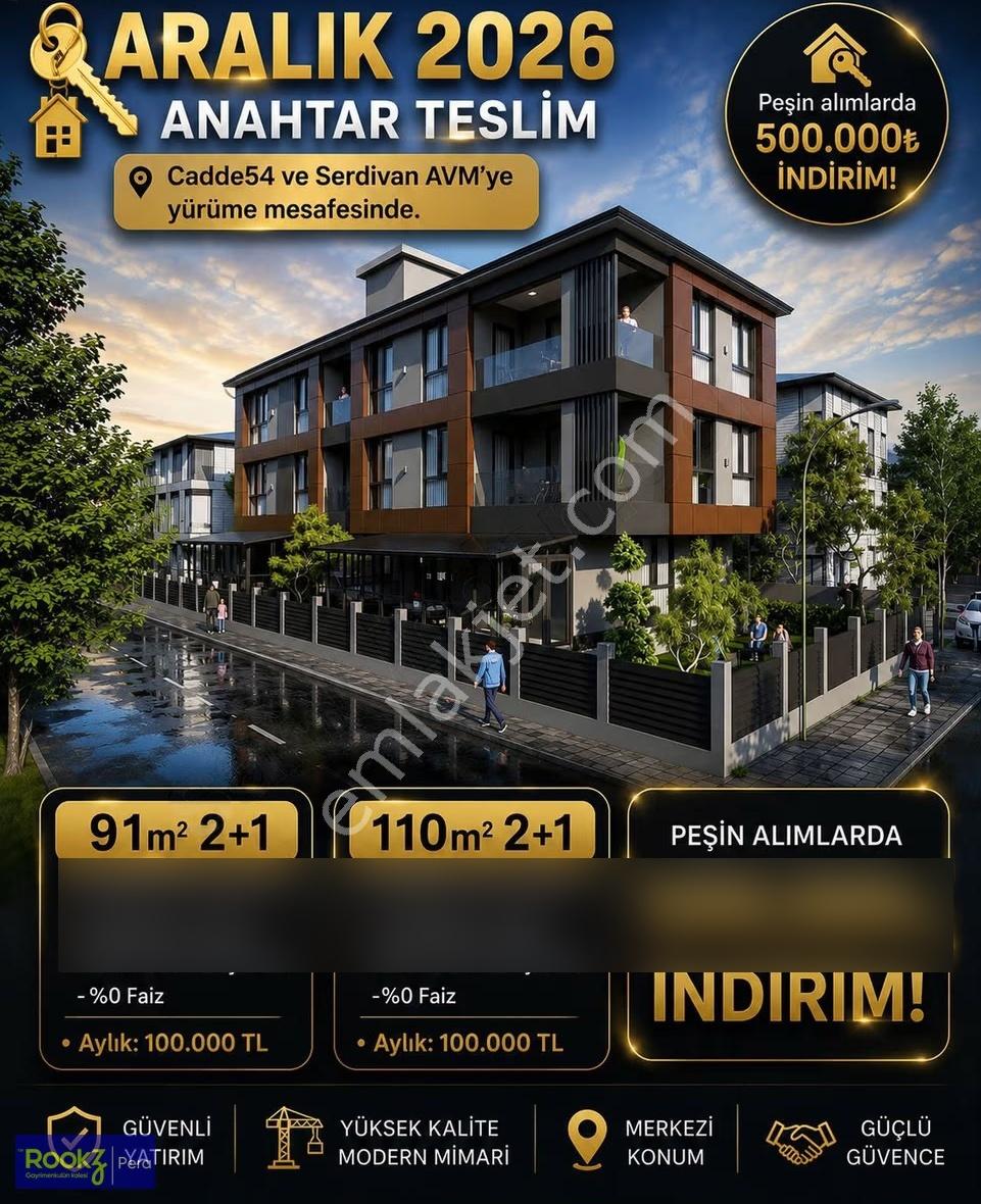 Cadde 54 Avm Komşu 2+1 109 M2 Aurora Serdivan Projeden Satılık - Görsel 3