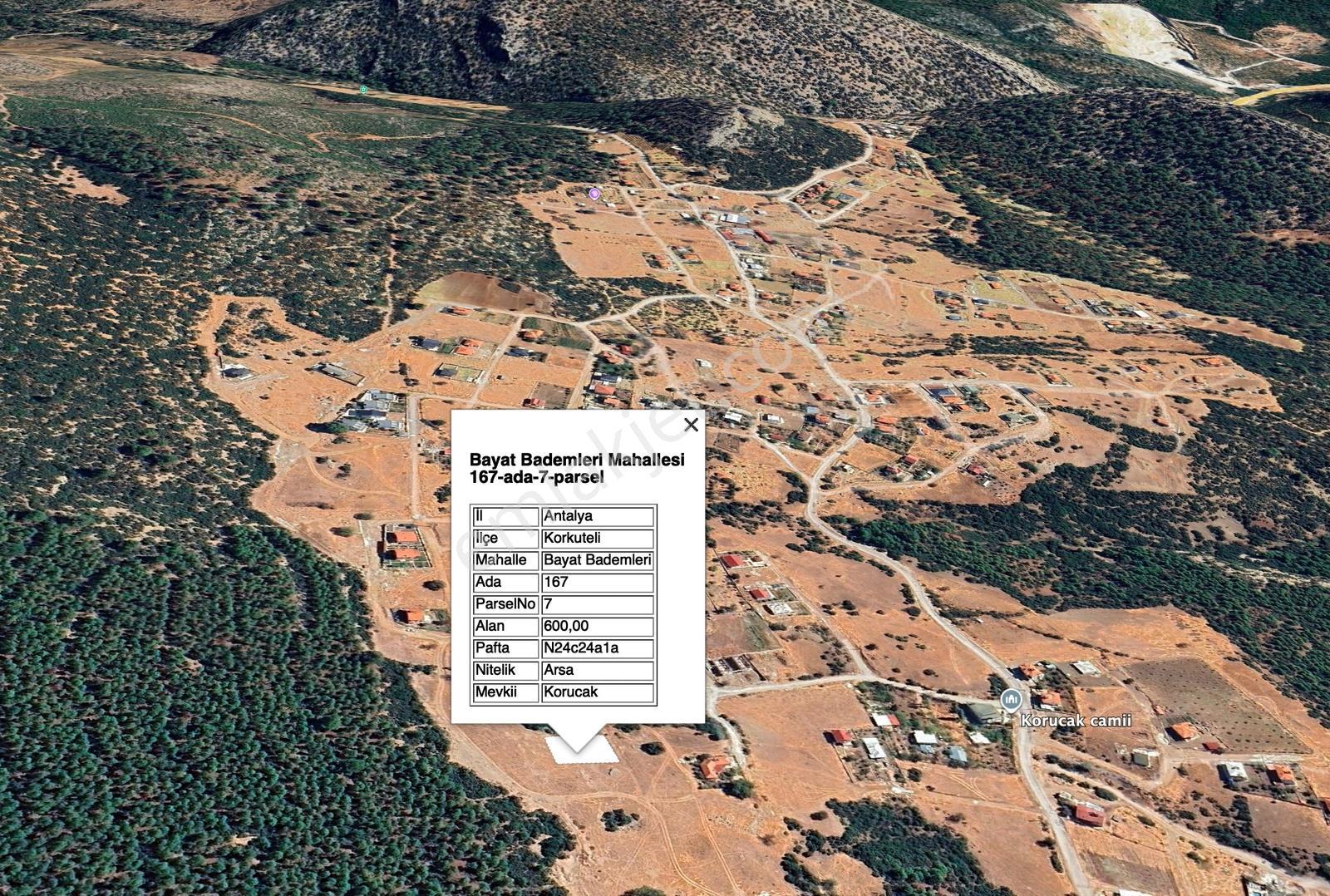 Antalya Bayatbademleri Korucak'ta Satılık 600 M2 Villa Arsası - Görsel 2