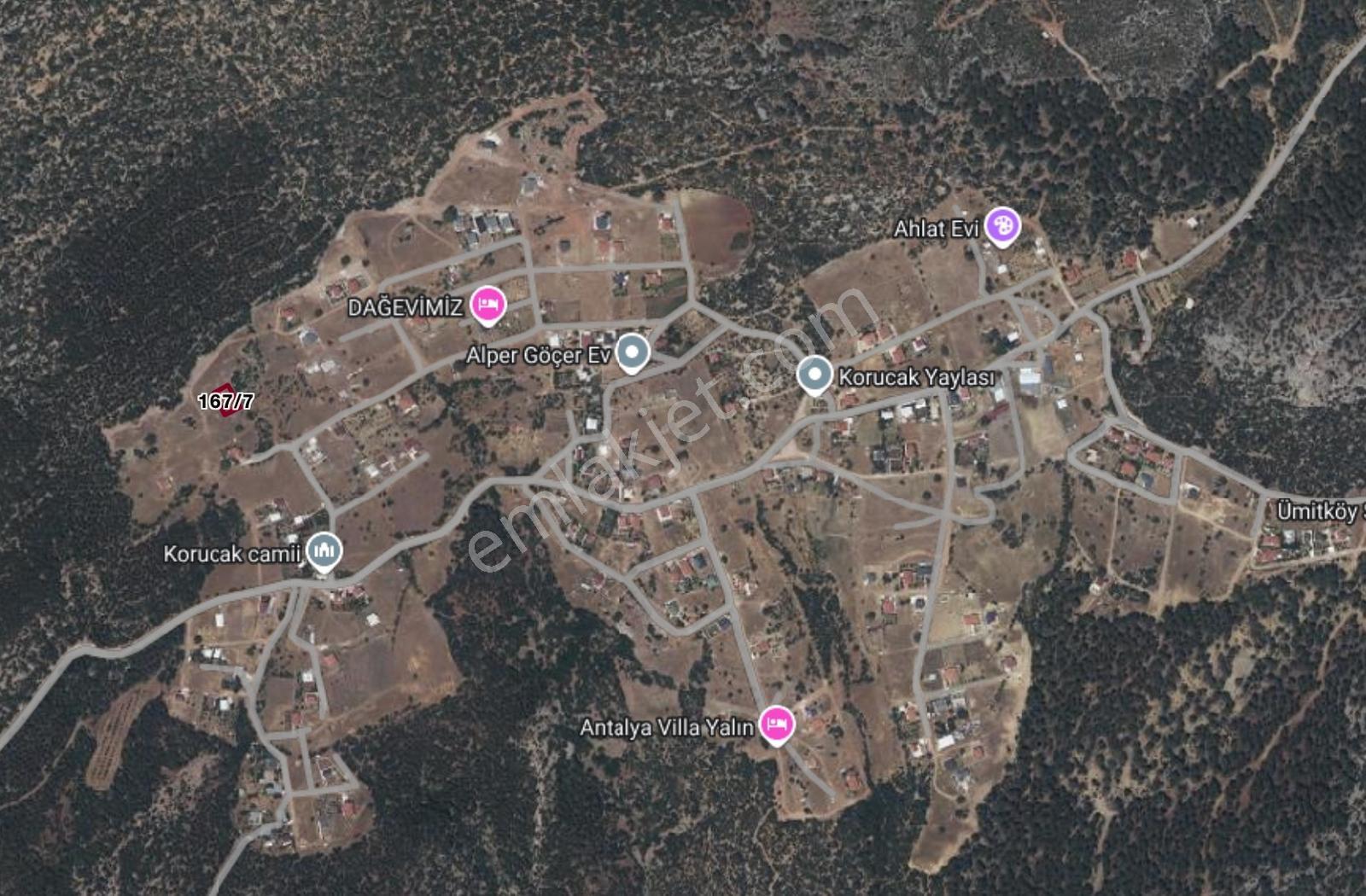 Antalya Bayatbademleri Korucak'ta Satılık 600 M2 Villa Arsası