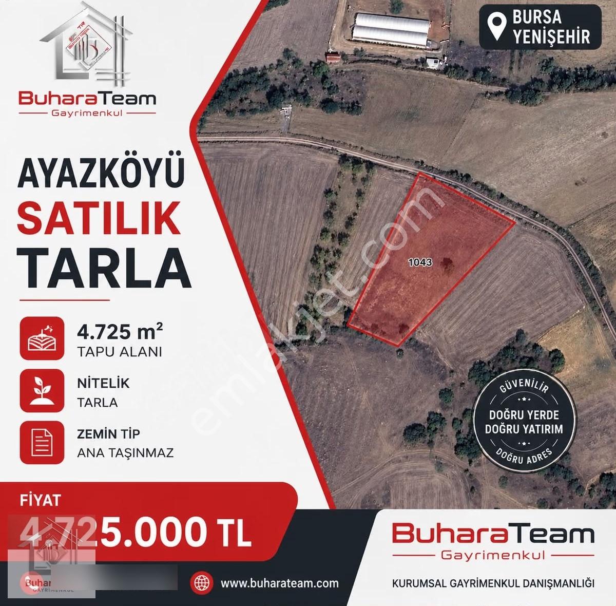 Bursa Yenişehir Ayazköyünde Satılık 4.725m2 Tarla