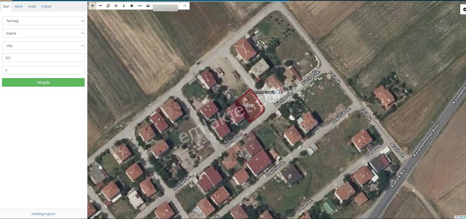 Tekirdağ Ergene Ulaş’ta 415 M² Yatırımlık Konut İmarlı Arsa