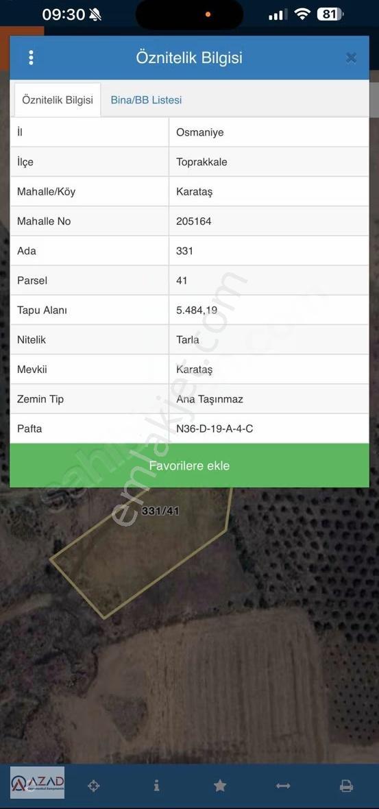 Toprakale Bacasız Sanayi Alanı Satılık Tarla - Görsel 2