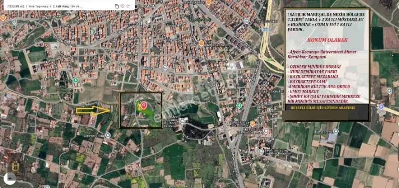 Afyon Üçok Emlaktan Mareşal F Çakmak Mah Satılık 7320m² Besihane