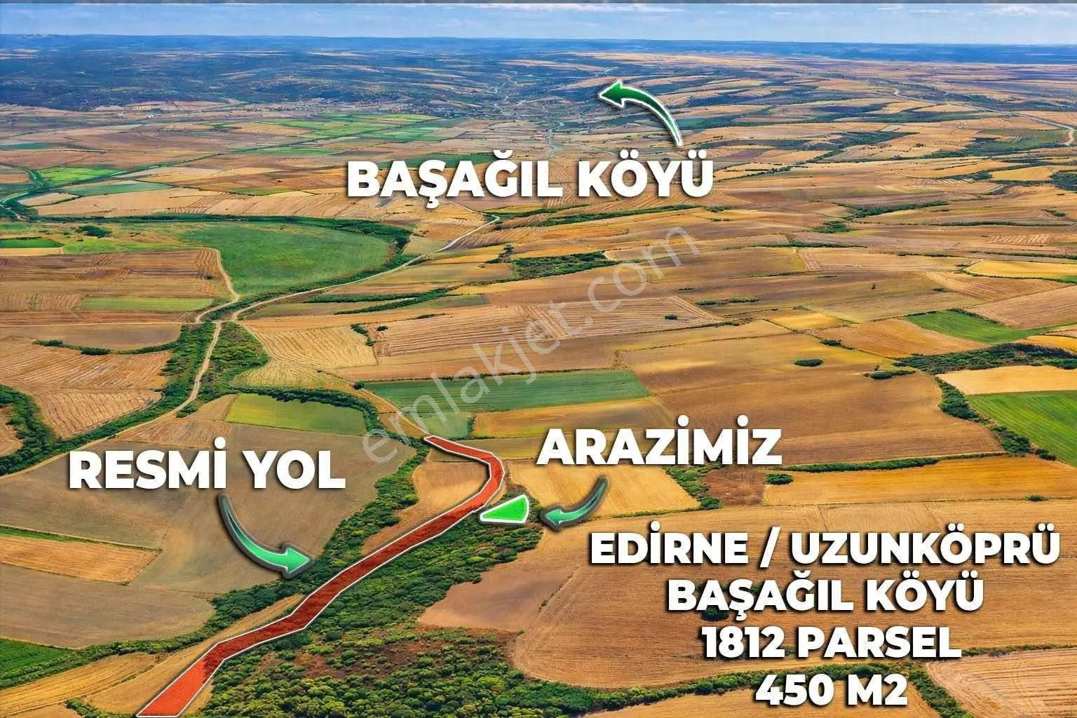 Uzunköprü Başağıl Mahallesinde Tek Tapu 450 M2 Satılık Tarla - Görsel 4