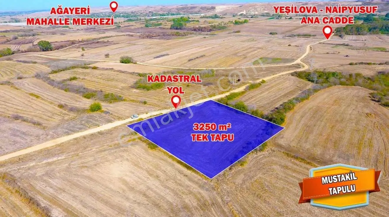 Pehlivanköy Yeşilova Yola Cephe Tek Tapu 3.250 M2 Müstakil Tarla