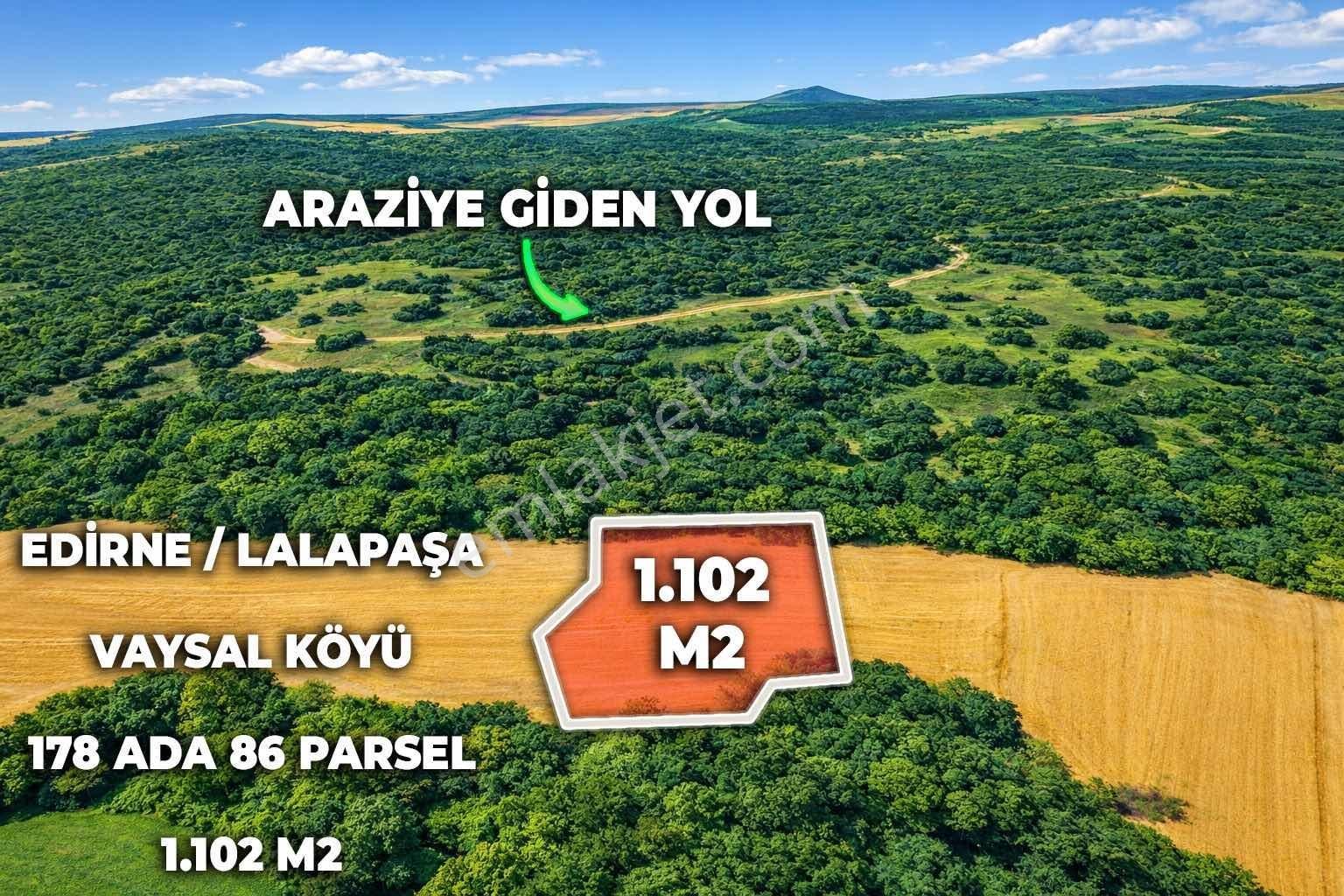 Edirne Lalapaşa Vaysal'da Tek Tapu Müstakil 1.102 M2 Tarla - Görsel 7