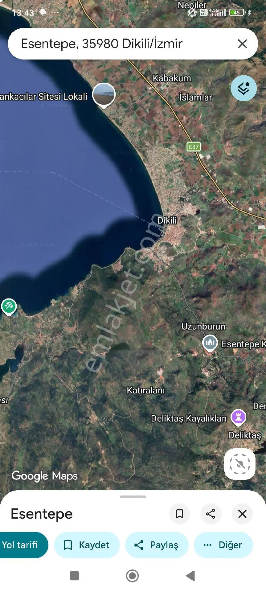 🌿izmir Dikili Esentepede Satılık 500 Metre 173 No Lu Parselde Az Hisseli Tarla - Görsel 5