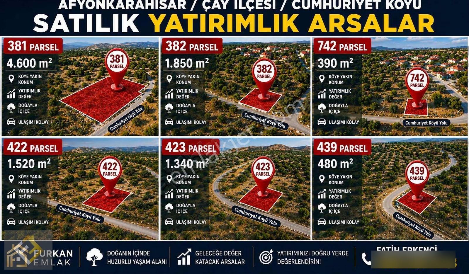Furkan Emlaktan Çay İlçemiz Cumhuriyet Köyünde Satılık Arsalar - Görsel 3