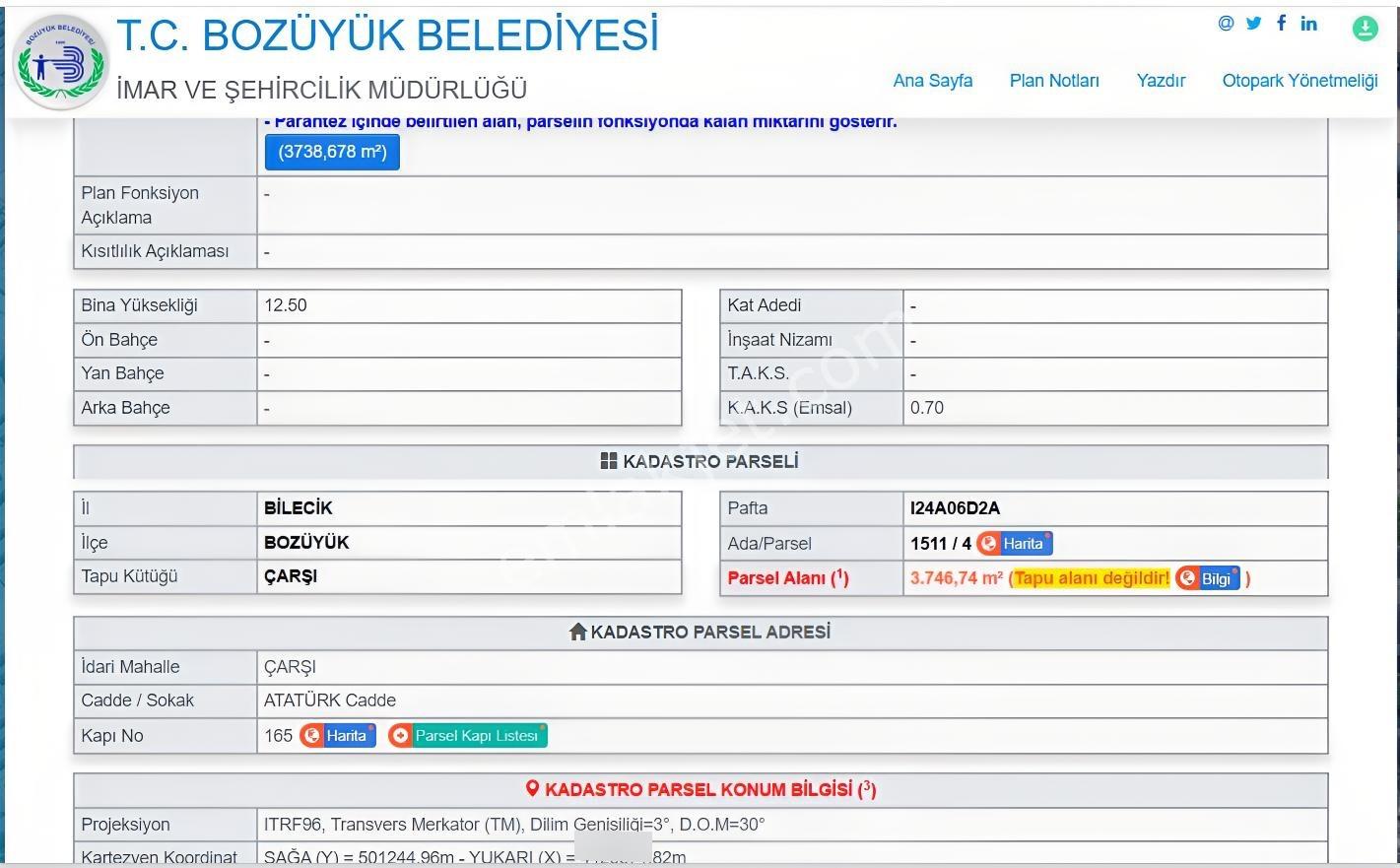 Bozüyük Çarşı'da Satılık 774 M² Sanayi İmarlı Arsa - Görsel 10