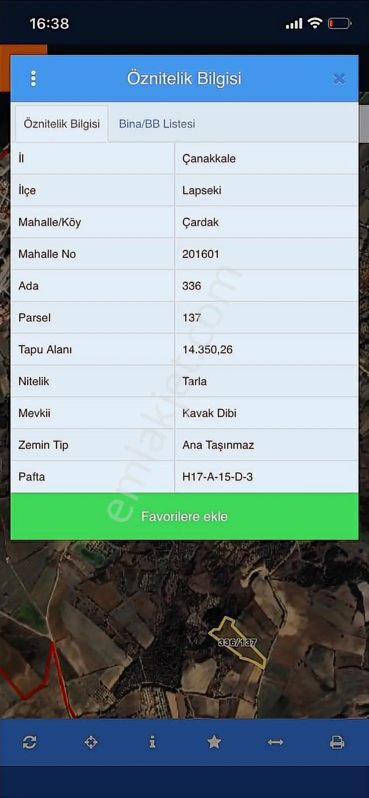 Çanakkale Lapsekli Çardakda Satılık Arsa Fırsat 336 M2