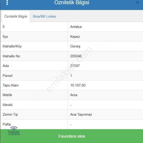Antalya Kepez Güneş Mh. Satılık Ticari+konut 253 M2 Arsa