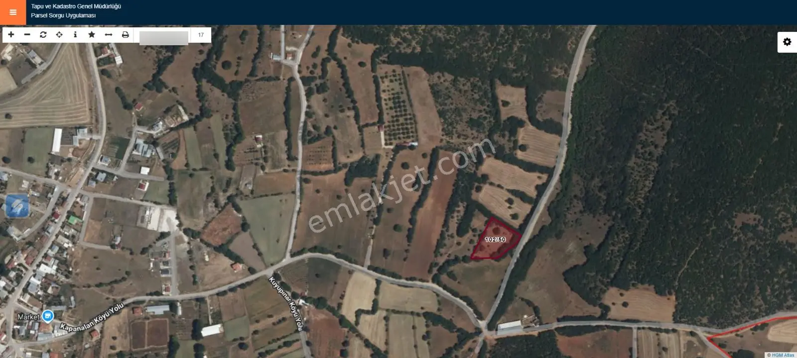 Kapanalan Türbün Mevkii 3529 M² Tarla