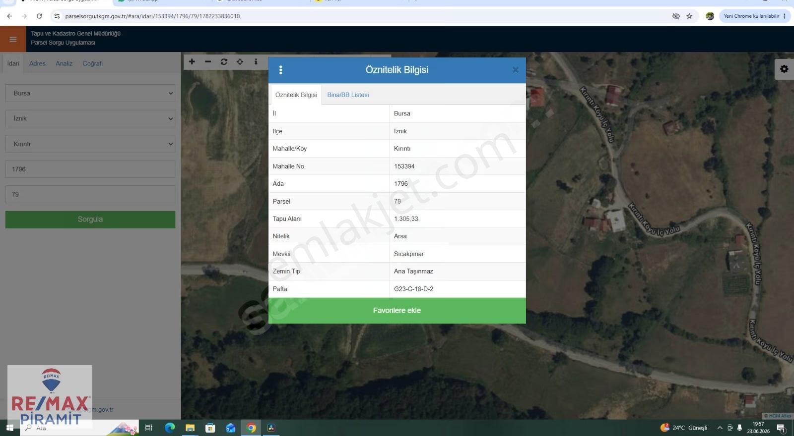 İznik Kırıntı 'da Asfalt Cepheli, Yapılaşmaya Uygun 1305 M2 Arsa - Görsel 2