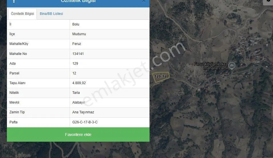Mudurnu Ferüz Köyü'nde 4809 M² Satılık Yol Kenarı Tarla - Görsel 2