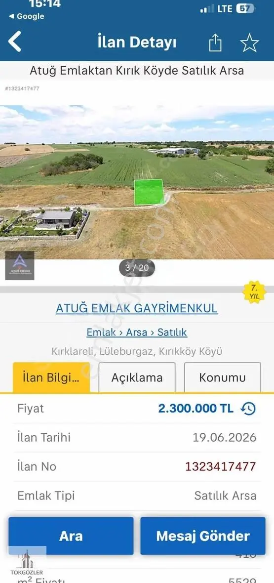 Kırıkköyde Acil Satılık Arsa