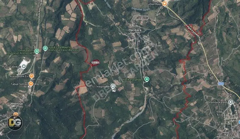 Bursa İnegöl Hacıkara, 10 Dönüm, Resmi Yola Cephe, Tek Tapu