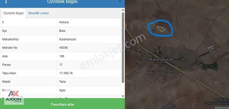Bala Karahamzalı Satılık Tek Tapu Tarla