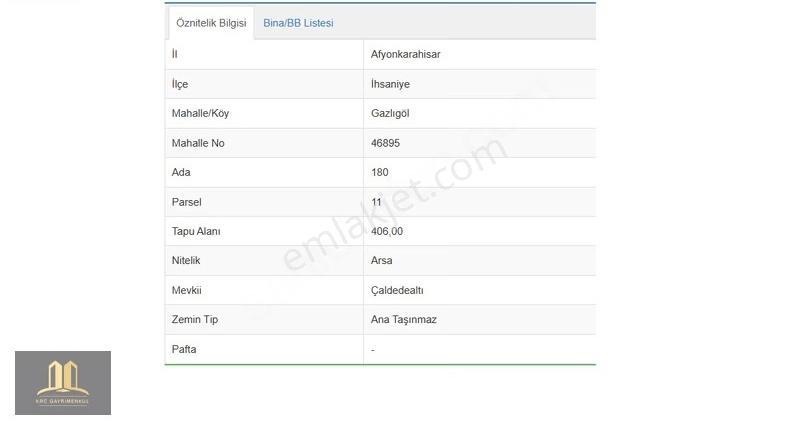 Krc İnşaattan Afyonkarahisar Gazlıgölde Satılık Arsa