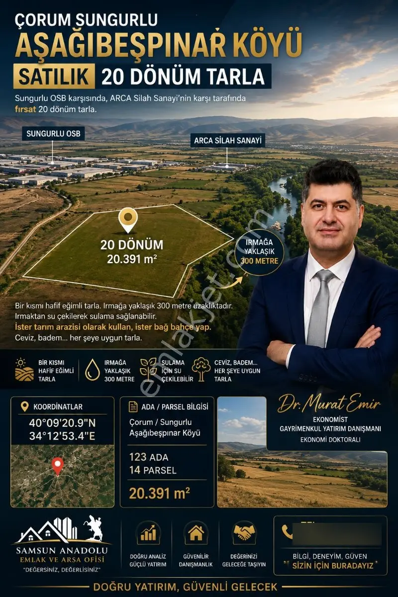 Çorum Sungurlu Aşağıbeşpınar Satılık 20 Dönüm Tarla - Görsel 2