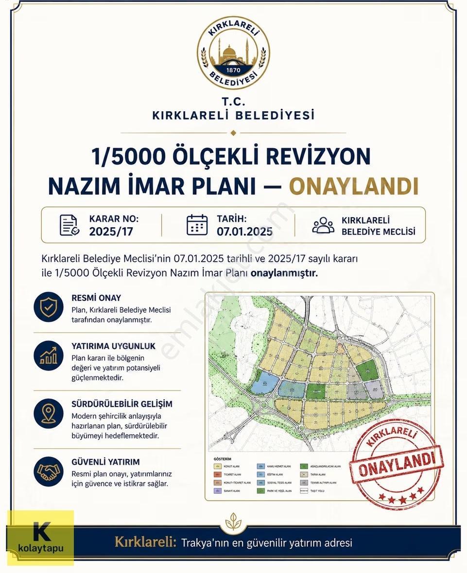 Kolaytapu Kırklareli Merkez 41.700 M² Tesis İmarlı Fırsat Arazi! - Görsel 4