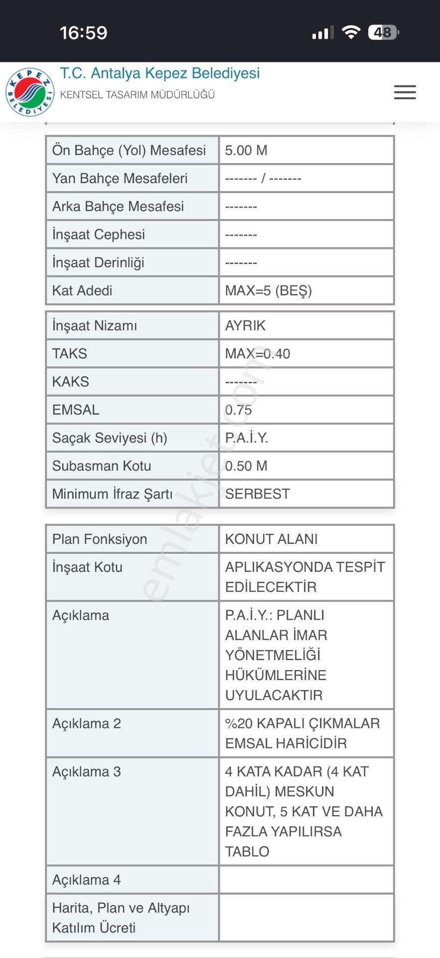 Antalya Kepez Ayanoğlunda 608 M² Emsal 0.75 Tek Tapu Satılık Arsa - Görsel 2