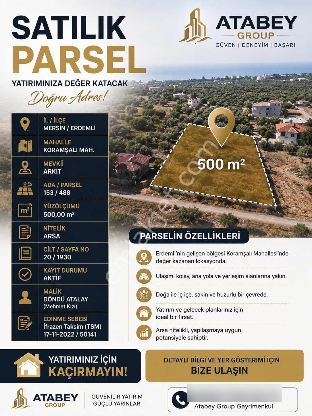 Arkıt Mevkii'nde Satılık Villalık Arsa | 500 M² Fırsat