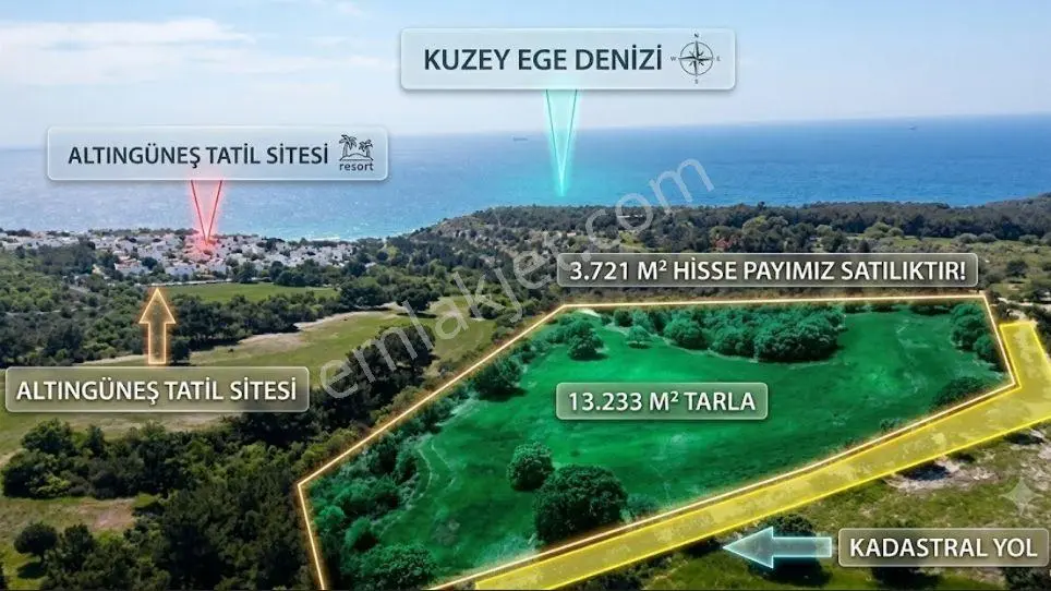 Acil! Çanakkale Ezine Akçakeçilli De Bozcaada Manzaralı 3.721m² Yol Dibi Denize 664m Kupon Tarla - Görsel 4