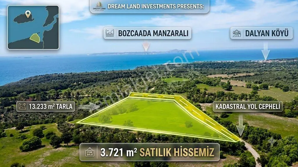 Acil! Çanakkale Ezine Akçakeçilli De Bozcaada Manzaralı 3.721m² Yol Dibi Denize 664m Kupon Tarla - Görsel 2