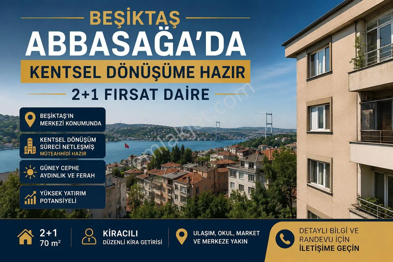 Beşiktaş Abbasağa'da | Kentsel Dönüşüme Hazır | 2+1 Fırsat Daire