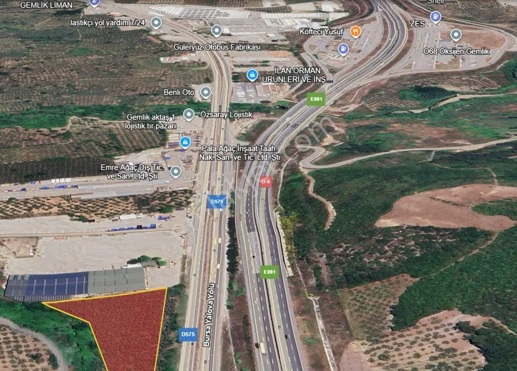 Gemlik Engürücük Yalova Otoyolu Üzerinde Ticari İmarlı Arsa
