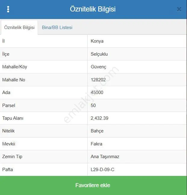 Emin Gyo'dan Güvenç Mahallesi Satılık 2,432 M² Müstakil Tapulu Bahçe