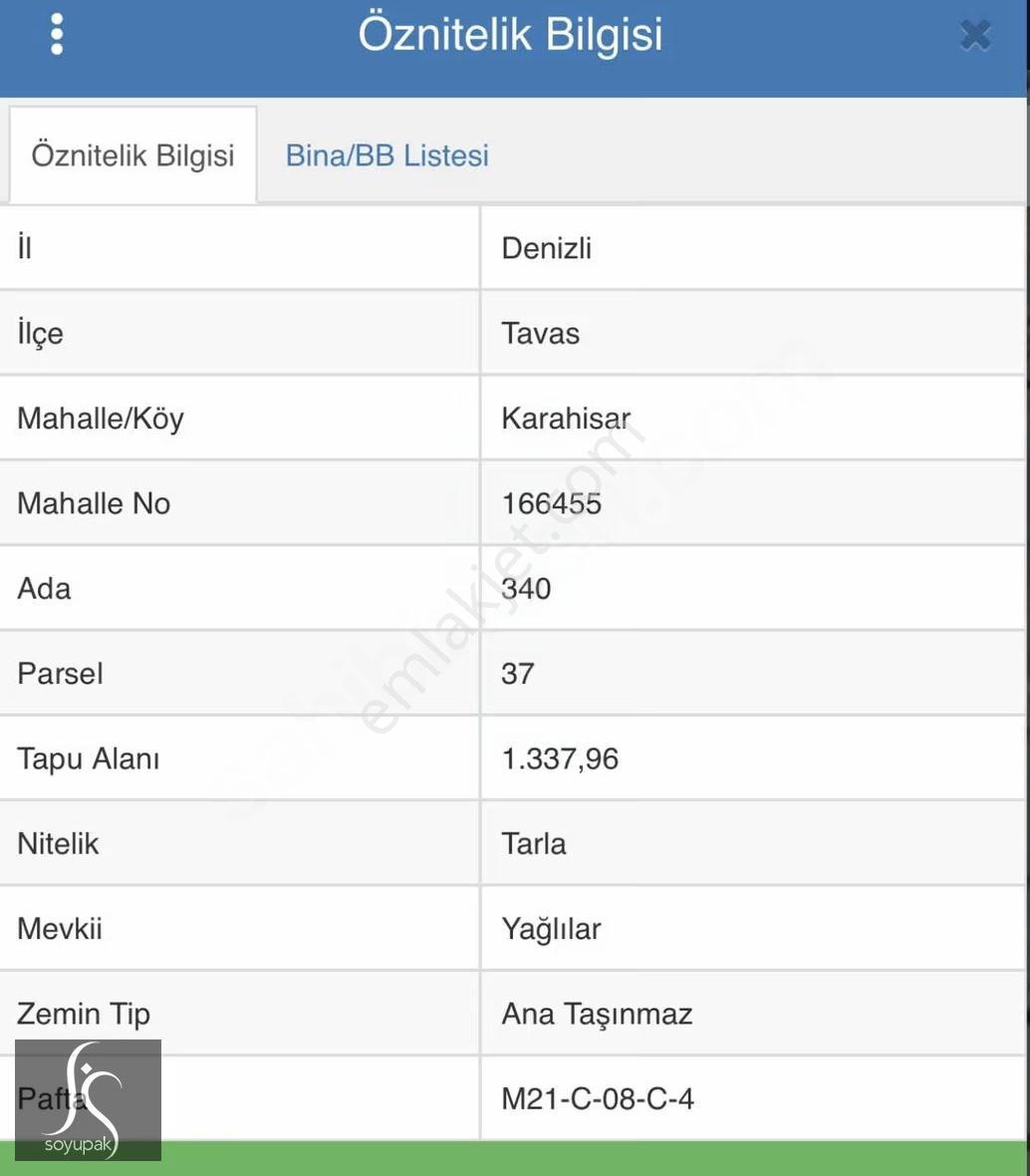 Denizli Tavas Karahisar 340 Ada 37 Par 1.337m2 Tarla Köyiçi - Görsel 2