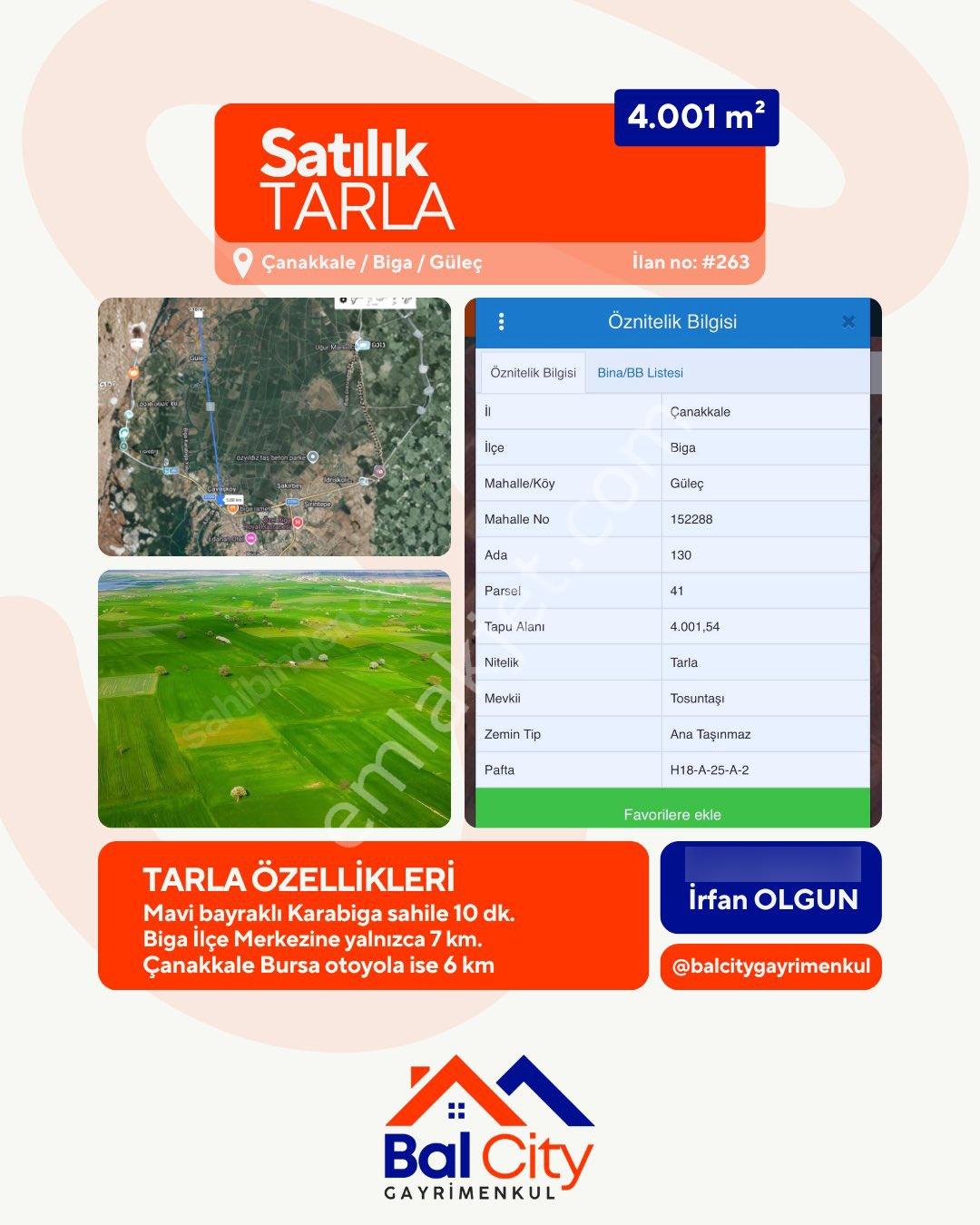 Balcity - Çanakkale | Biga Güleç Mahallesinde 4 Dönüm Yatırım Fırsatı