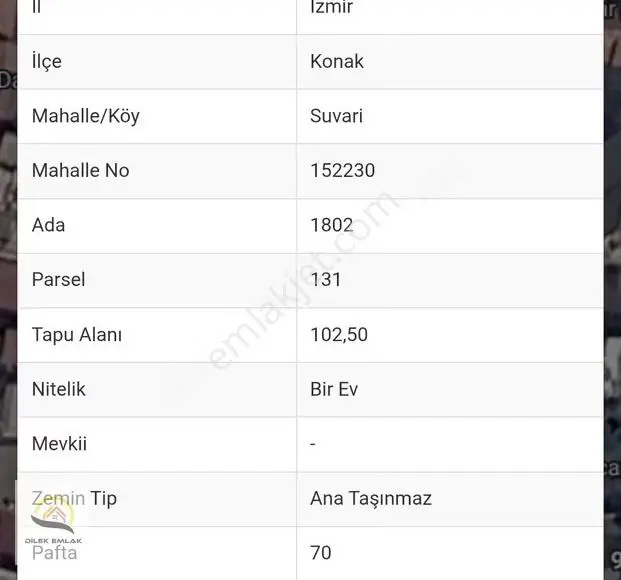 İzmir Konak'ta Tek Tapu Kelepir Arsa Acil Satılık